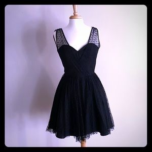 Milly Black Tulle Polka Dot Overlay Sheath Dress